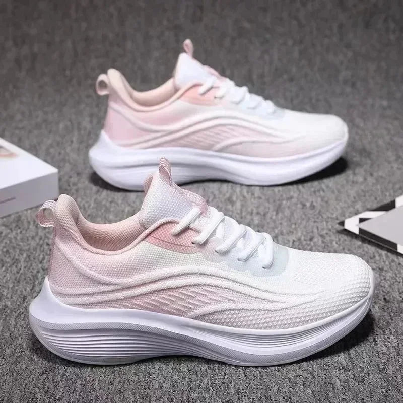 Breathable Lace-up Running Shoes for Women Air Cushion Athletic Sneakers Lightweight Air Mesh Outdoor Sports Training Shoes