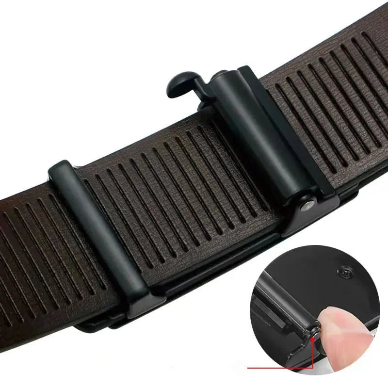Men's Leather Belts Fashion Automatic Buckle Cowskin Male Belts Luxury Designer Black belt 130cm Plus Size Jeans Belt