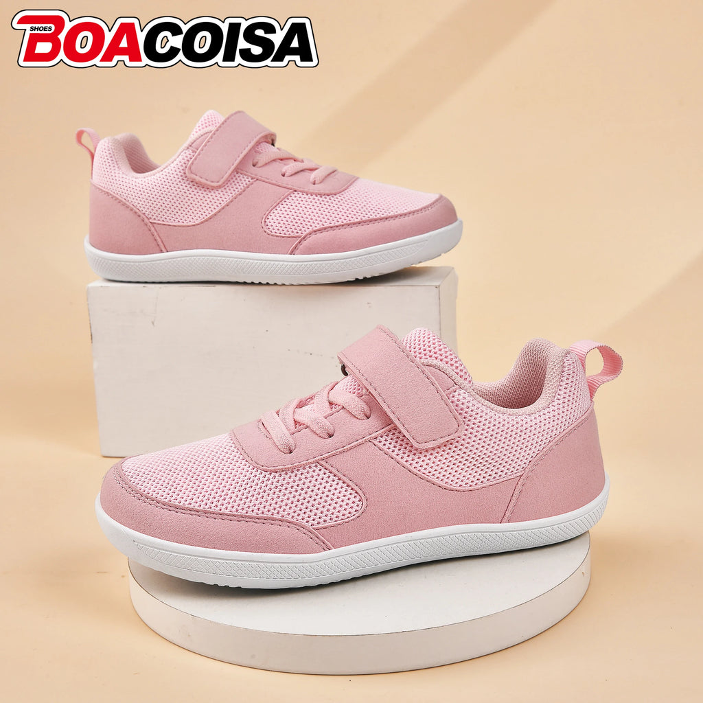 Kids Shoes Wide Toe Barefoot for Children Boys Girls Baby Sneakers Lightweight Hook&Loop Mesh Artificial Infant Toddler Tennis