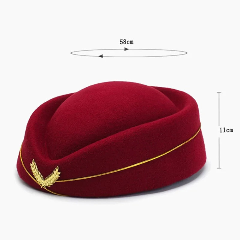 Air Hostesses Hat Stewardess Hat Beret Hat Women Formal Uniform Caps Accessory Party Hats Costume Accessories