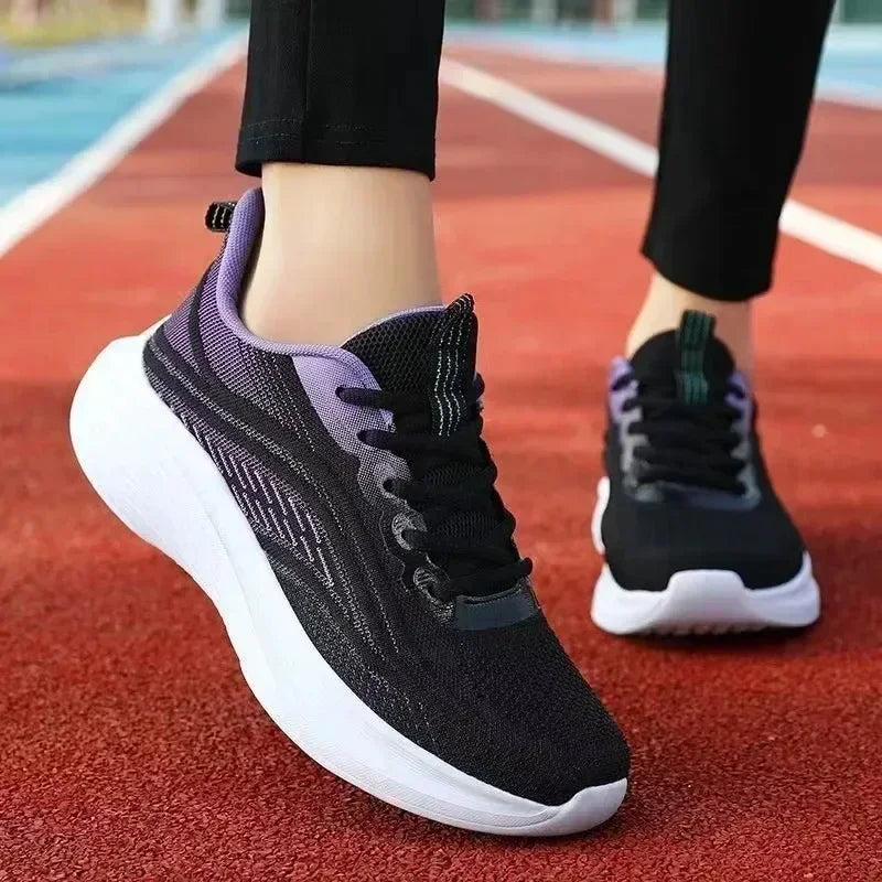 Breathable Lace-up Running Shoes for Women Air Cushion Athletic Sneakers Lightweight Air Mesh Outdoor Sports Training Shoes