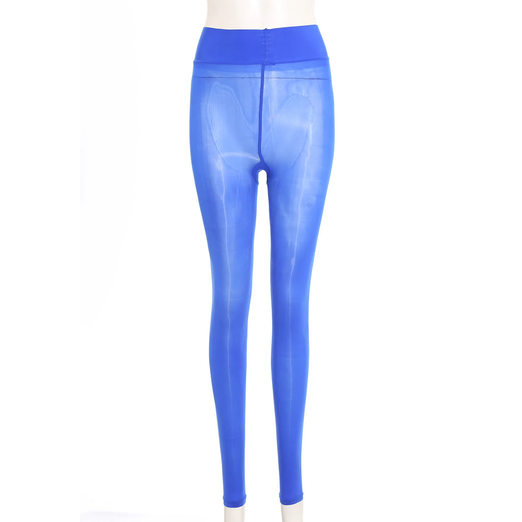 Womens Sheer Mesh Tights Pantyhose See Through Leggings High Waist Skinny Pants Sexy Lingerie Nightclub Pole Dancing Clubwear