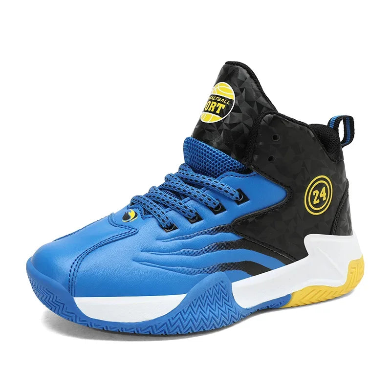 Children Basketball Sports Shoes Swivel Button Casual Shoes Four Seasons Kids Mesh Sneaker Non-slip Boys Girls Outdoor Training