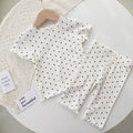 New Korean Home Clothes Baby Girls Summer Pajamas Suits Two-piece Flora Print Tshirt 1-8 Years Short Sleeve Tops+Short Pants