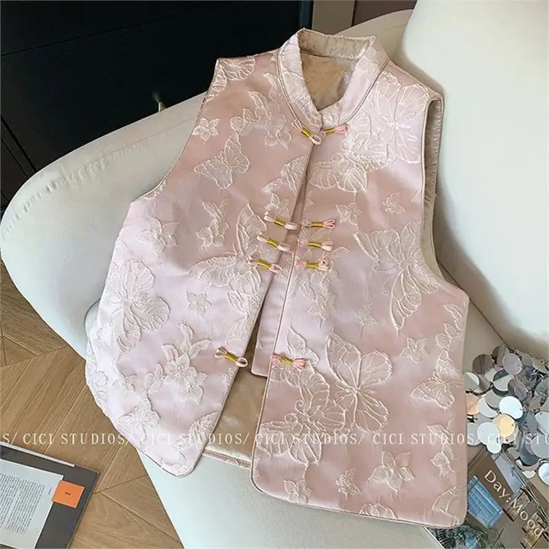 Thin Vest for Women Clothing Ethnic Style Print Vintage Clothes Streetwear Coats Women Jackets Chinese style Casual Summer