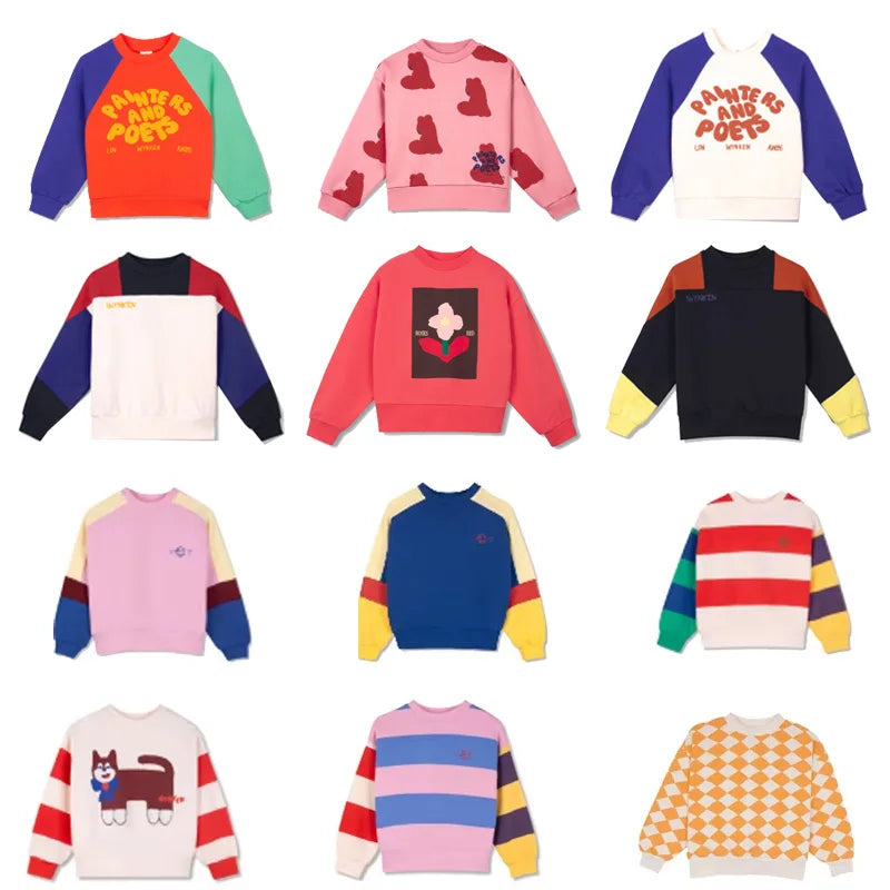 kids sweatshirts 2026 new autumn boys girls cute print sweaters child teen cotton outwear tops clothing