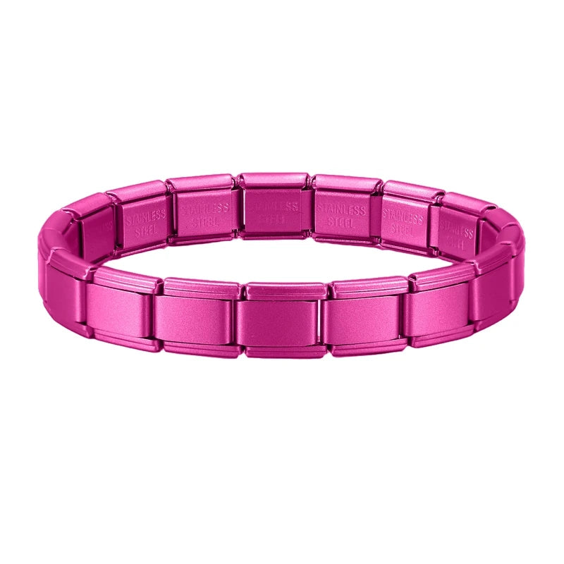 Men's Women's Jewelry DIY 9MM Width Italian Elastic Charm Bracelets Gold Silver Solid Color Stainless Steel Fashion Bangle Basic