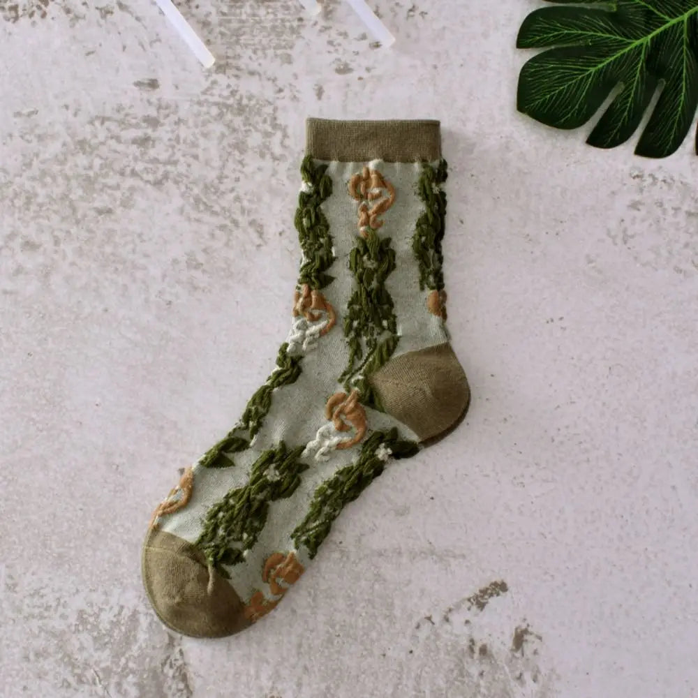 Classical Women's Socks Flowers Dress Socks Girl's Famale Cute Socks Spring And Autumn Socks Socks for Women Fashion Cute Socks