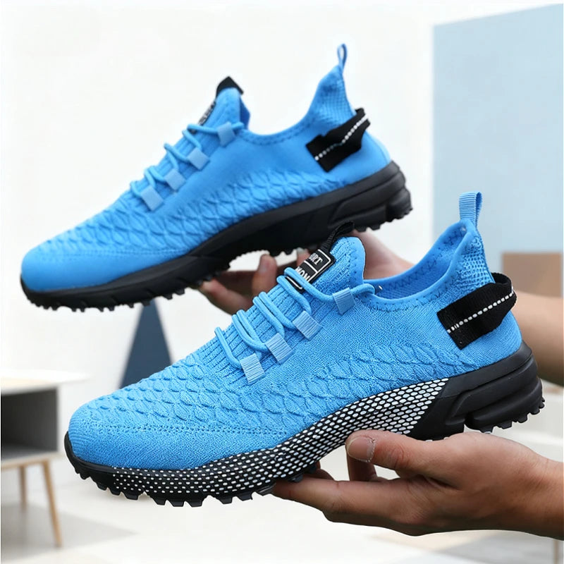 Men's Shoes 2025 Hot Sale Yellow Knit Sport Sneakers Lightweight Mesh Non-Slip Casual Trainers Comfortable Outdoor Running Shoes
