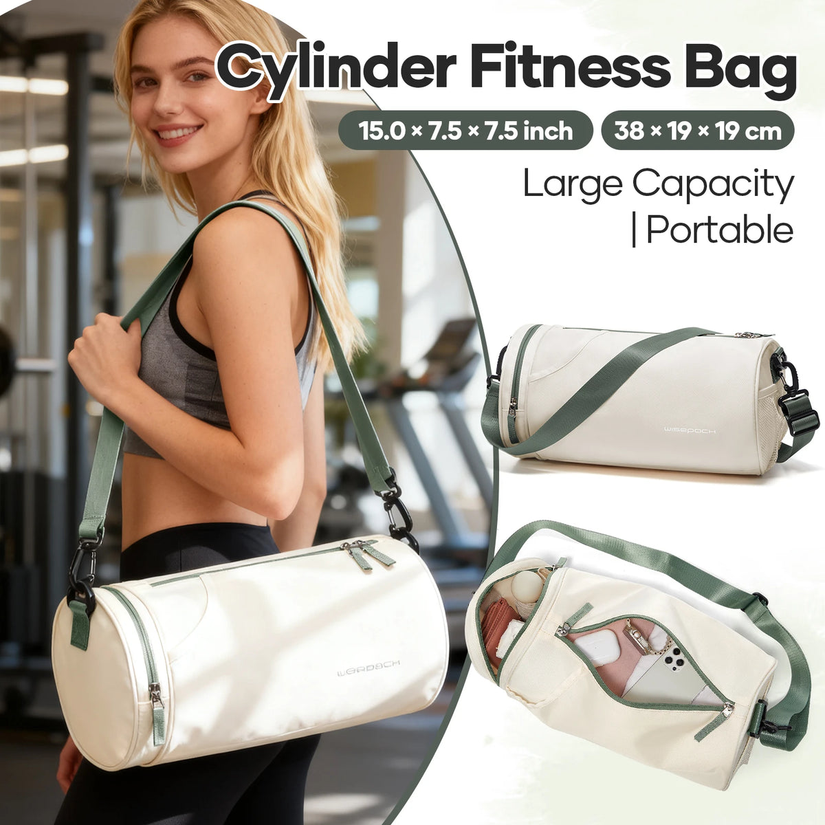 Sports Bag Men and Women for Adults, with Shoes Rack and Wet Pocket Waterproof Gym Duffle Bag for Fitness, Swimming and Travel