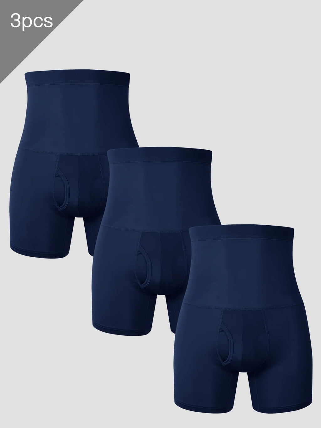 3PCS Men's sports underwear: high-waisted, belt-cinching, lengthened, anti-leg chafing, waist-protecting, flat-angle shorts