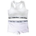 Women's Cotton Sports Bra Set with Padded Underwear And Flat Angle Sports Shorts Comfortable Breathable