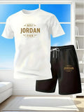 New Summer Fitness Sportswear for Men, Short-Sleeved T-Shirt and Shorts Two-Piece Set, Breathable and Quick-Drying Casual Wear.