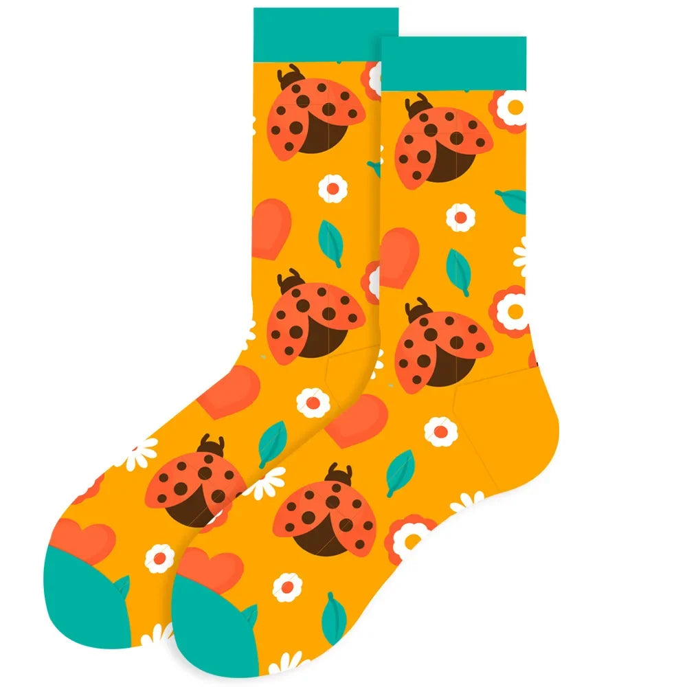 Cute Women Socks Cartoon Animal Food Fruit Socks Kawaii Funny Trendy Socks Happy Harajuku Casual Autumn Spring Stocking