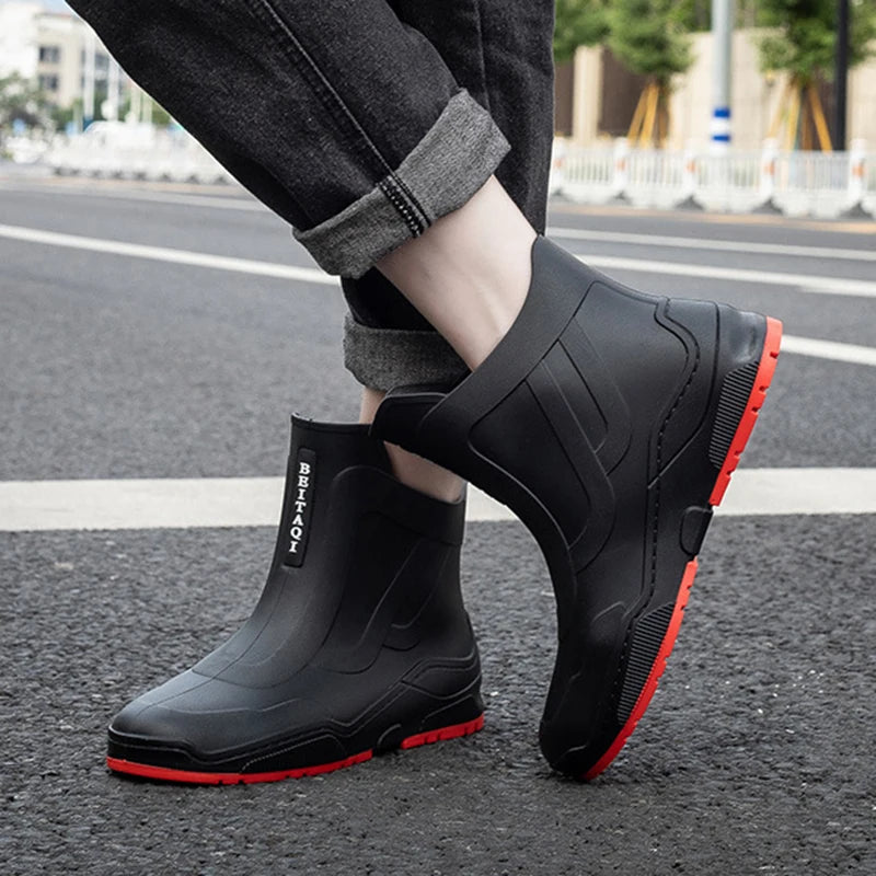 Men's Rain Boots Waterproof Shoes Fishing Husband Galoshes Man Garden Rubber Boot Indoor Kitchen Work Rain Boots Car Wash Boots