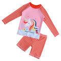 Kids Long Sleeve Swimwear Set 2Pcs Boys Girls Cartoon Swimsuit UV Protection Beachwear for Children Toddler Bathing Suit
