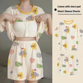 Pajamas Female Summer Short-Sleeved Set of Sweet with Chest Cushion Korean Version of the Cartoon Students Homewear Sleepwear
