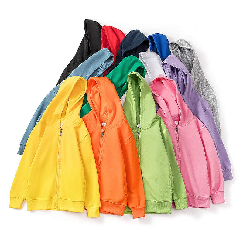 Boys Girls Hoodies Casual Zipper Outerwear Spring Autumn Long Sleeve Teen Hooded Sweatshirt School Kids Tops Clothes Sprotswear