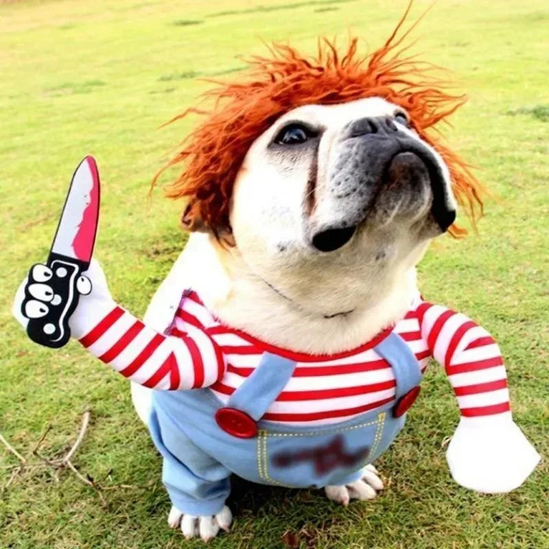 2026 Funny Pet Puppy Clothes Halloween Pet Dog Costumes Comical Outfits Holding A Knife Set Pet Cat Dog Festival Party Clothing