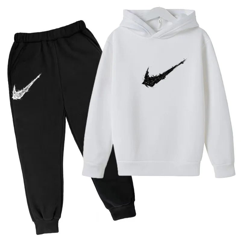 Kids Autumn Winter Hoodie Boy Girl 3-13Yrs Letter Print Clothing Casual Top+Trousers 2P Child Gift Brand Sports Coat Jogging Set