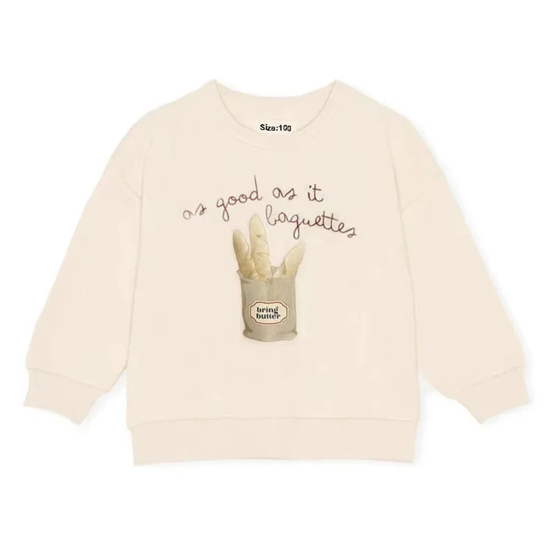 Boys and Girls' Sweatshirts Cute Embroidered Long Sleeve Pullover Top Kids Baby Clothes