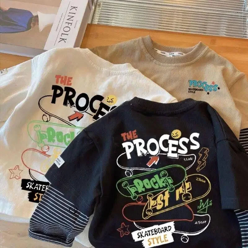 Kids T-shirts 2026 Spring Autumn Children Tees Long Sleeve Tops for Boys Cartoon Toddler Blouse Baby Clothes 1-6T