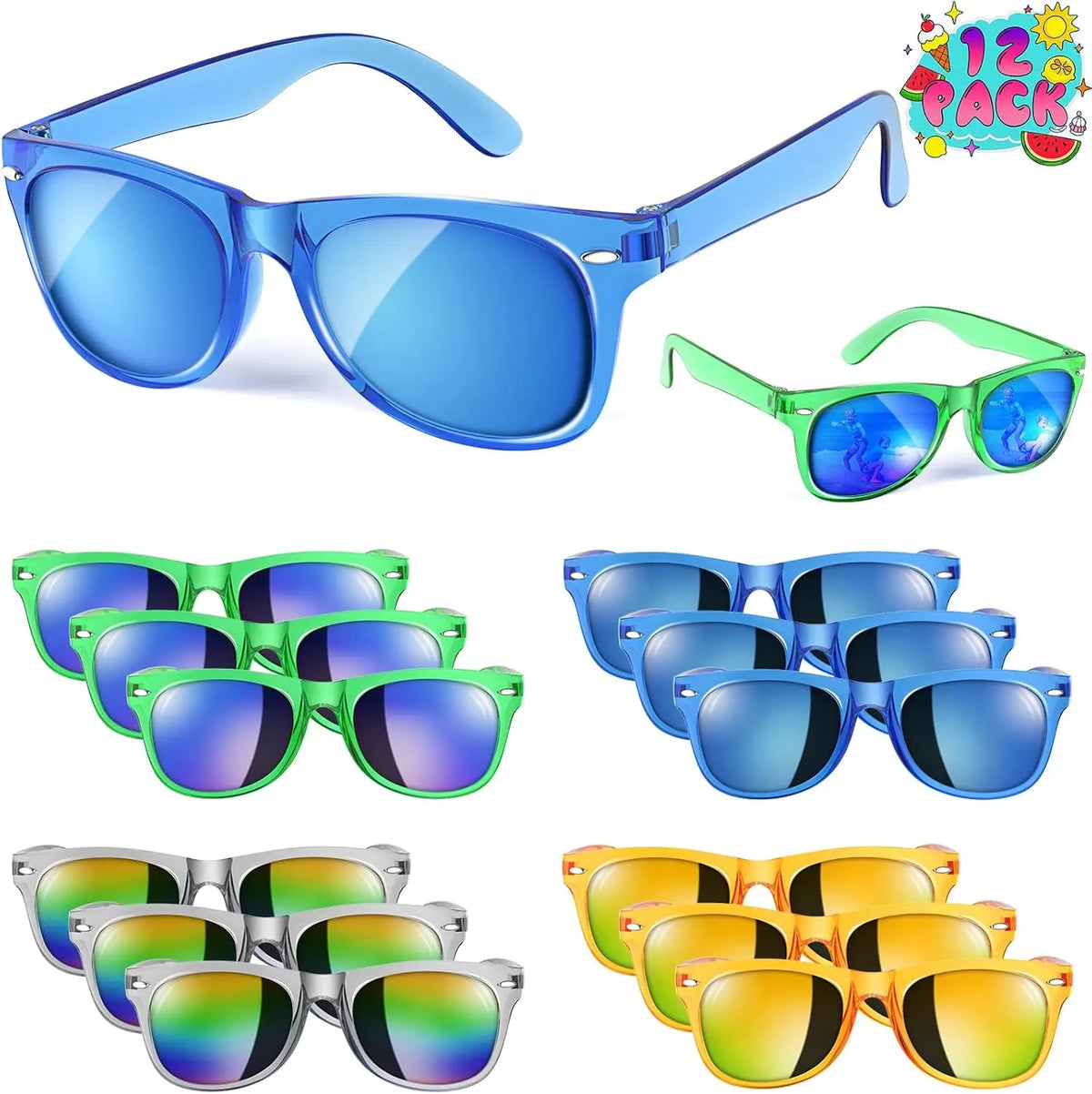 Kids Sunglasses Bulk Party Favors Boys Girls Sunglasses for Kids with UV 400 Protection Neon Sunglasses for Birthday Party
