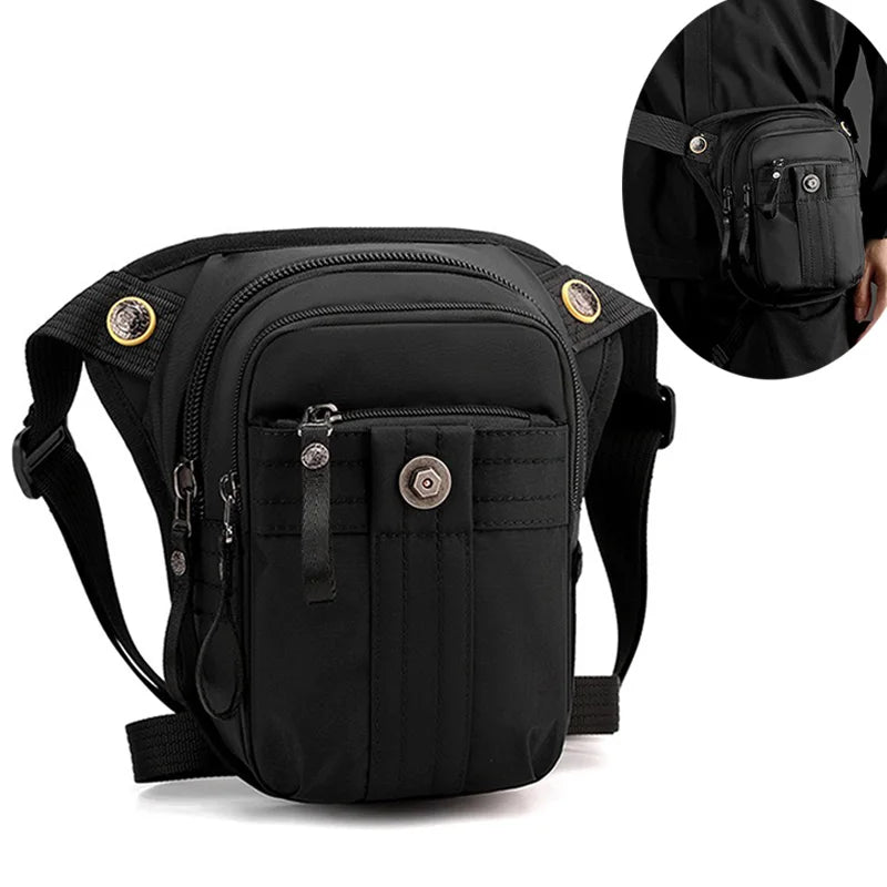 Men Drop Leg Bag Waist Fanny Pack Cross Body Bag Motorcycle Rider Travel Hiking Outdoor Sports Multi-Pocket Thigh Hip Belt Bags