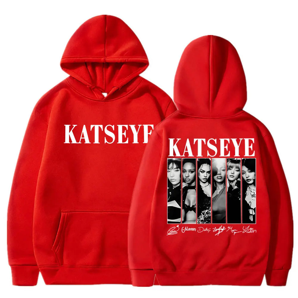 Limted Kpop Katseye Print Hoodies Vintage Trendy Men Women Y2k Hoody Sweatshirt Fleece Oversized Tracksuit Streetwear Fans Gifts