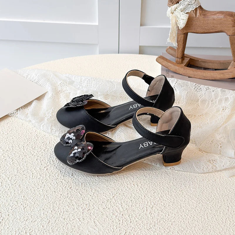 2026 Children High-heel Shoes for Girls Spring New Fashion Korean Style Soft Bottom Anti-slippery Versatile Princess Dress Shoes