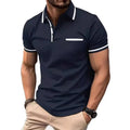 Mens Quarter Zip Polo Breathable Shirts Casual Classic Short Sleeve Contrast Collar Polo T Shirts Lightweight Pockets Streetwear