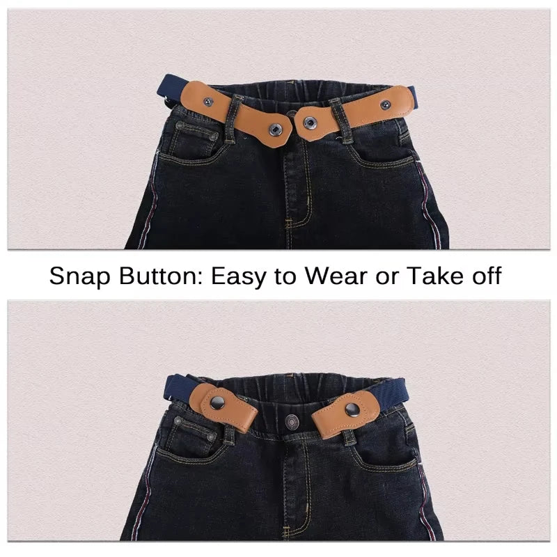 Girls and Boys Elastic Jeans Belt Without Buckle Kids Easybelt Adjustable Stretch Strap Fashion Student Waistband Belts