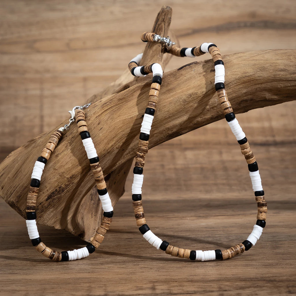 Small Wood and Polymer Clay Beads Chains Necklace and Bracelect Sets for Men Trendy Beaded Accessories on Hand/Neck 2023 Fashion
