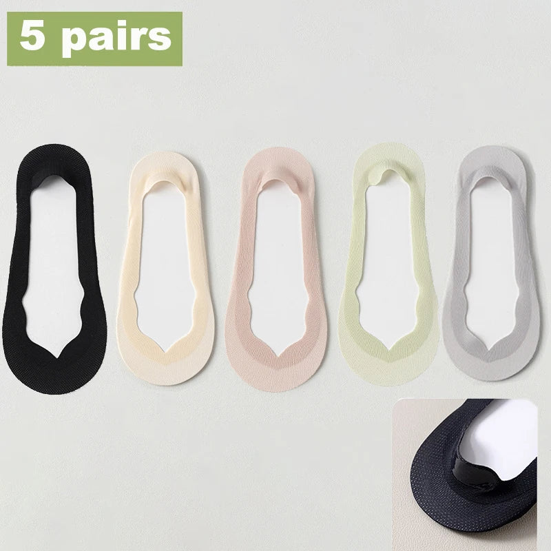 Women Socks Girl Lady Spring Summer Thin Ice Silk Non-slip Do Not Fall Off Sweat-absorbing Traceless Breathable Invisible Socks