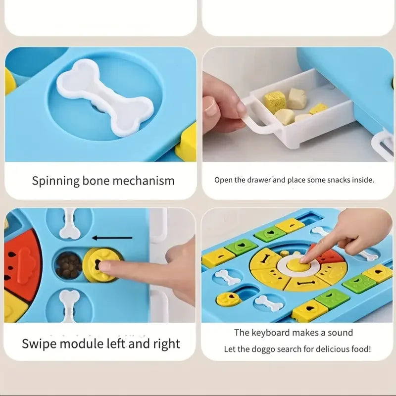 Pet Slow Food Bowl Toys Pet Dogs and Cats Toys Multifunctional Food Box Pet Puzzle Feeding Bowl is suitable for small, medium an