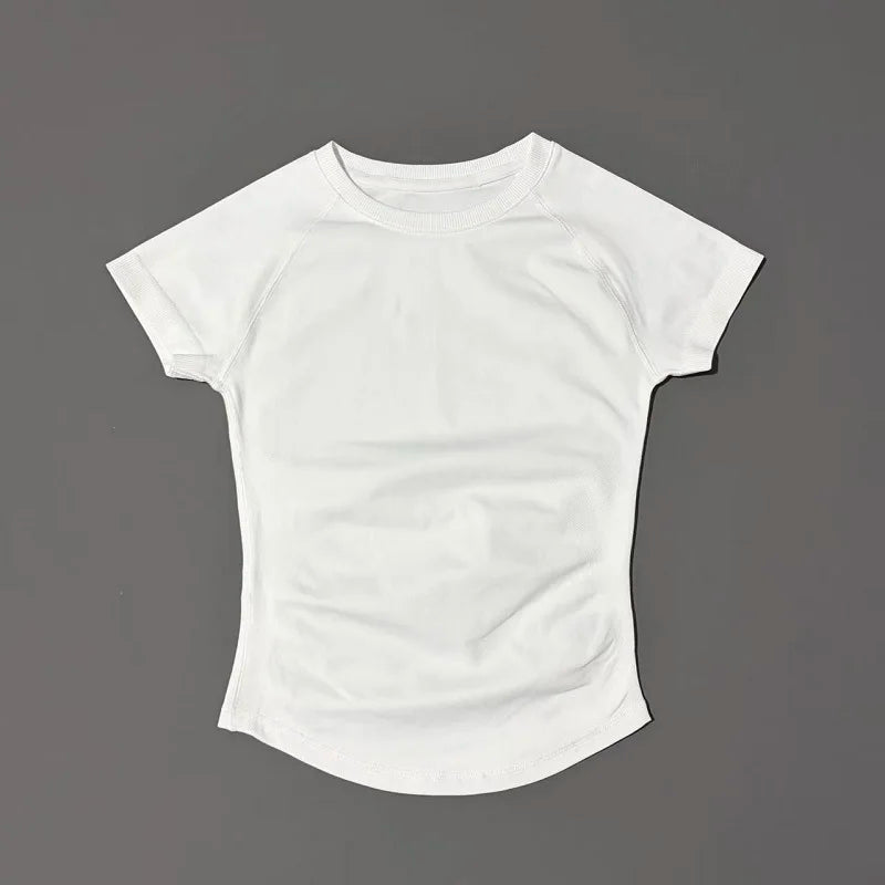 Women Sports T-Shirt Round Neck Short Sleeve Breathable Stretchy Tops Gym Fitness Yoga Running Workout Casual Athletic Shirts
