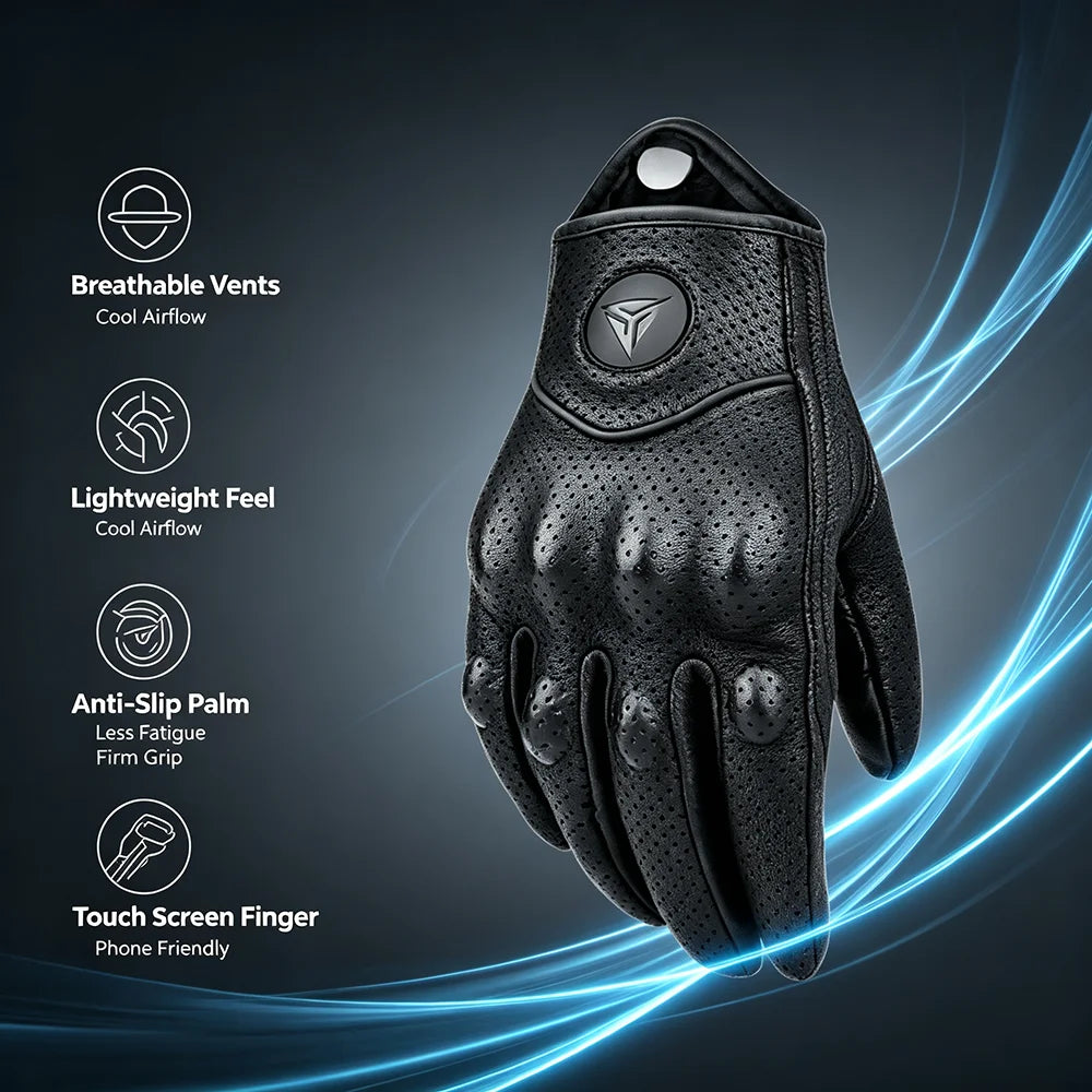 Motorcycle Gloves Men Women Moto Leather Carbon Cycling Mtb Accessories Glove Motorbike Motorcross ATV Motor gear cross guantes