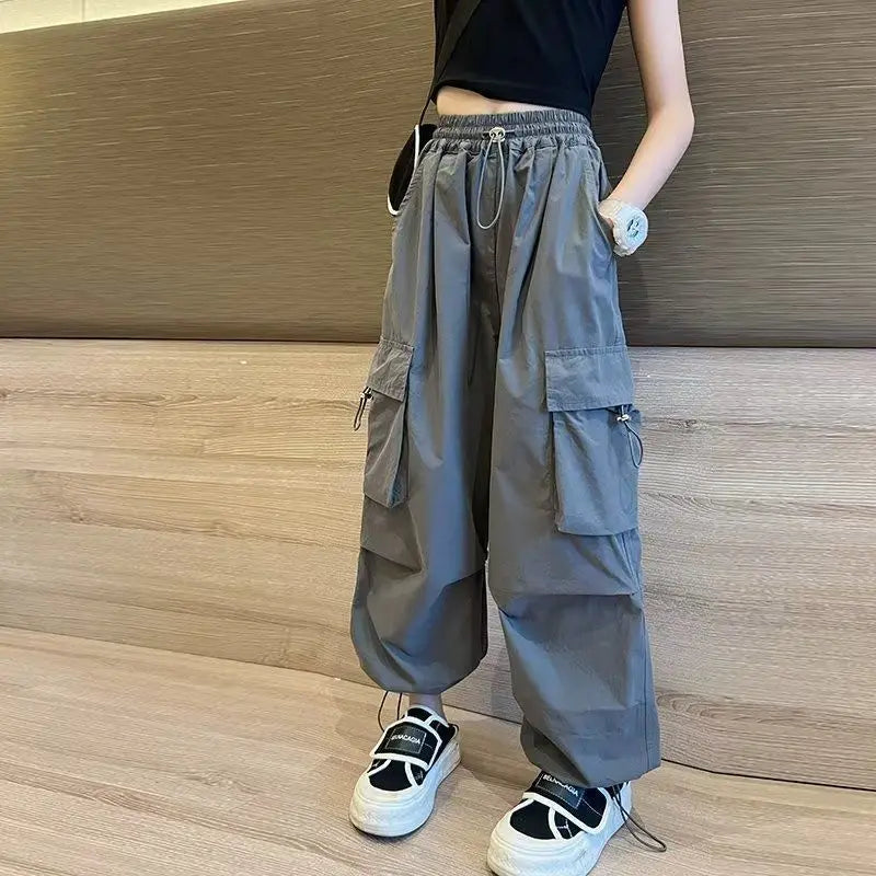 Kids Hip Hop Joggers Pants Teenage Straight Baggy Sweatpants Girls Streetwear Cargo Trousers Spring Vintage Casual Pants