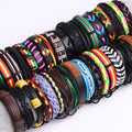 10/20/30/50/100Pcs/Lot Fashion Hand Woven Adjustable Leather Bracelets For Men Retro Style Jewelry Accessories Gifts Wholesale
