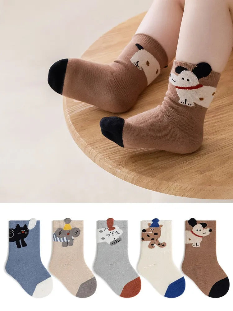 5 Pairs/Lot Boys Children Socks 0-12 Years Cartoons Baby Socks Soft Cotton Comfortable Toddler Kids Socks Girls Knee High Socks