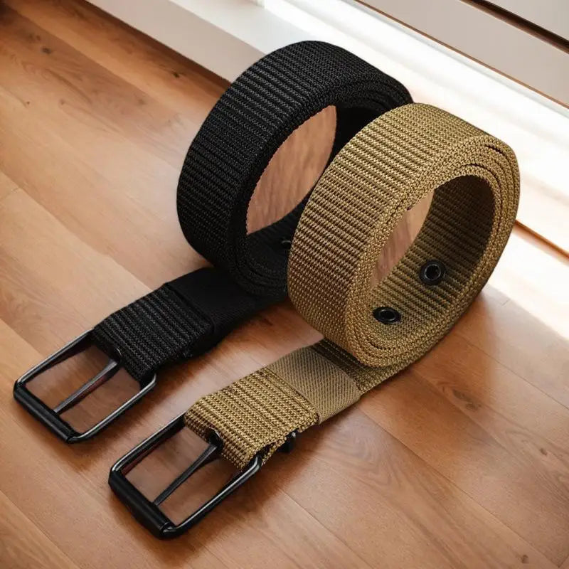 Men's Belt Porous Canvas Pin Buckle Leather Belt Outdoor Sports Belt Women's Trendy Eyelet Belt With Jeans Belt For Men Women