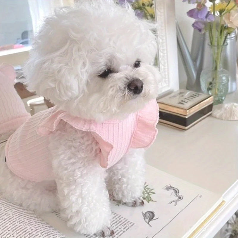 Adorable Dog Vest with Bowknot Summer Breathable 2-Leg Pet Clothes Teddy Cat Apparel Lightweight Tank Top Puppy Clothing