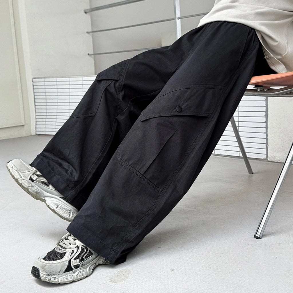 Kids Pants & Summer New Korean Solid Color Loose Cargo Pants for Boys Hip Hop Baby Cotton Wide-leg Pants Ages 3 5 6 7 8 9 12 14Y