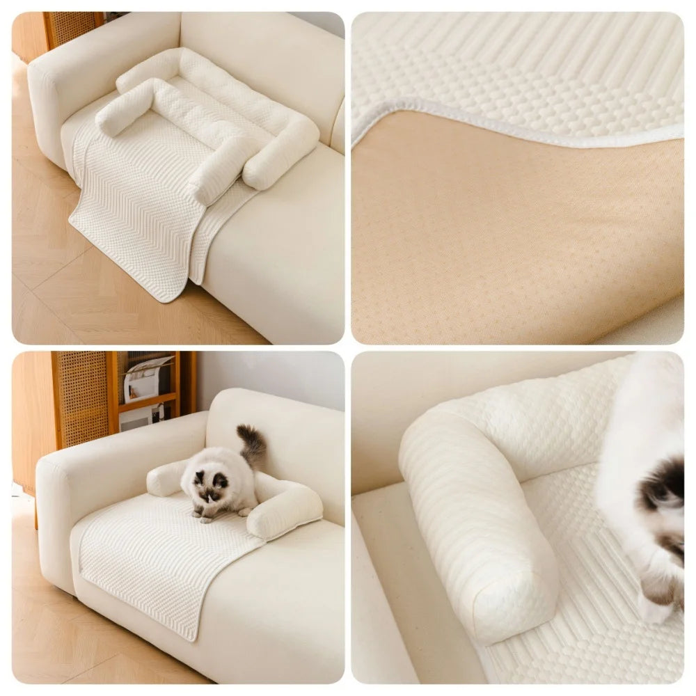 2026 Pet Bed Mat Breathable Dog Cooling Mat Non-Slip Comfortable Pet Sleeping Pad Detachable with Pillow Dog Sofa Cushion Indoor