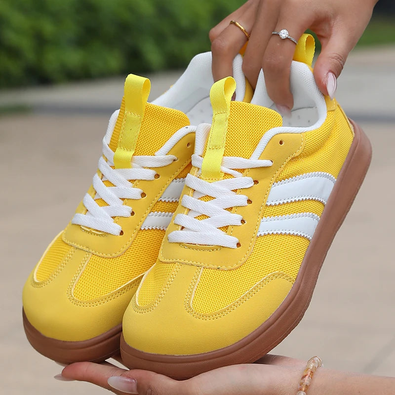 Lightweight Comfortable Sneakers for Women Fashion Striped Lace Up Sports Shoes Woman Casual Breathable Green Sneakers Plus Size