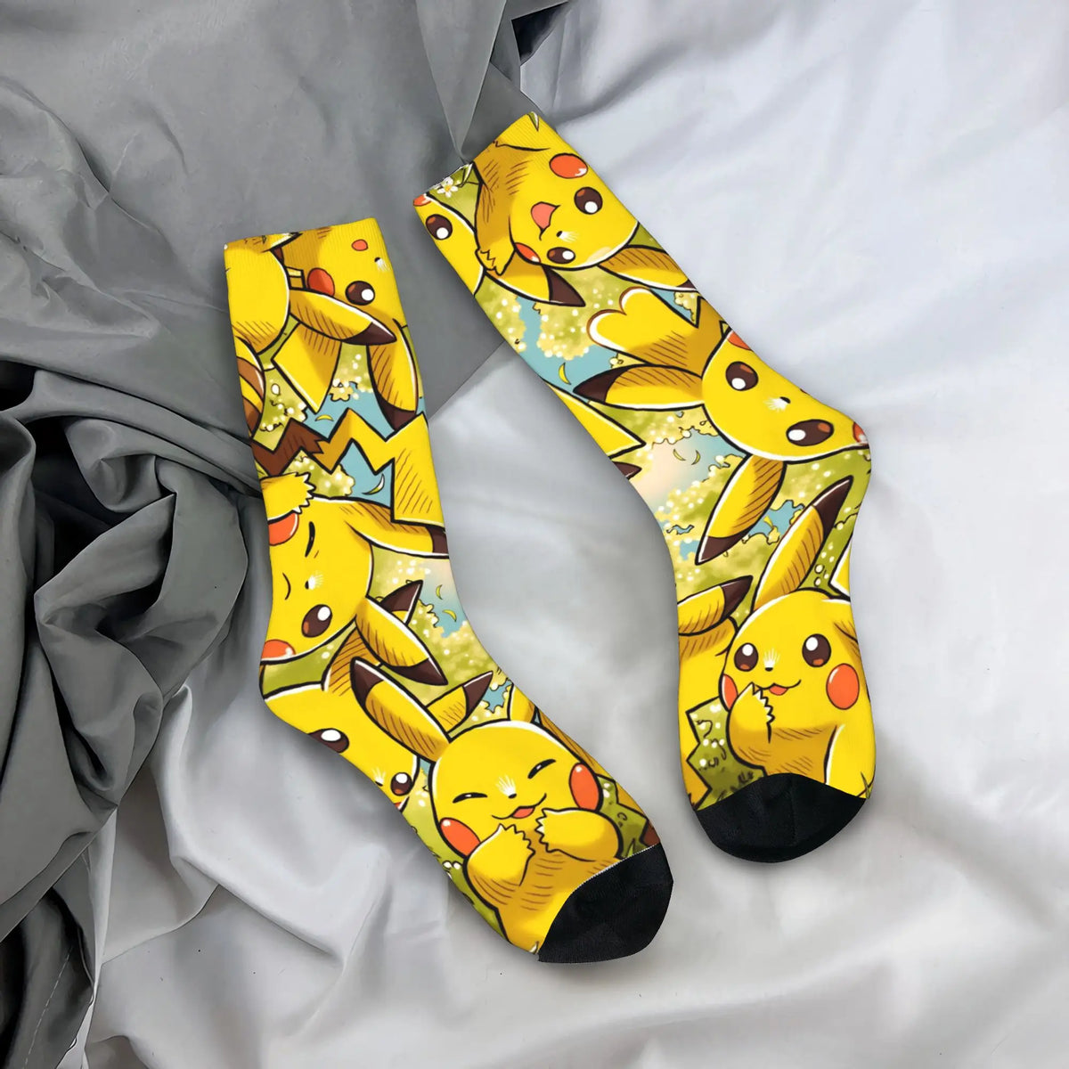 Men's Socks Pokemon Characters  Stockings Non-Slip Comfortable Socks Autumn Modern Design Outdoor Sports Socks