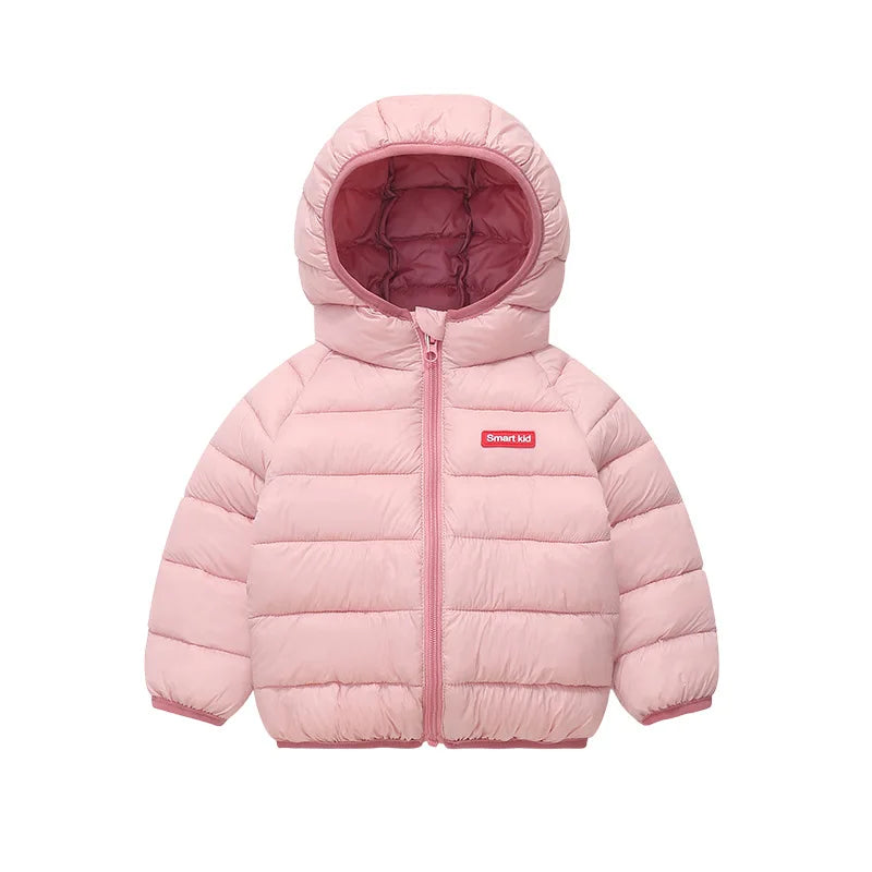 Children's Jacket Boys Girls Korean Autumn Winter Solid Color Hooded lightweight and Warm Autumn Winter Windproof Cotton Jacket