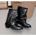 Woman Boots  Long Platform Chunky Heels Trend Punk Gothic New Rock Leather Fashion Women's Shoes Motorcycle Footwear