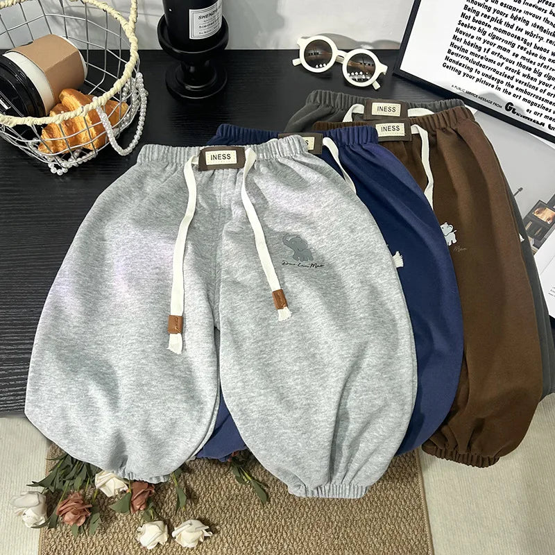 Korea Baby Boys Girls Sweatpants Children Autumn Long Pants Kids Spring Sport Solid Color Trousers Infant Panties Toddler Bottom
