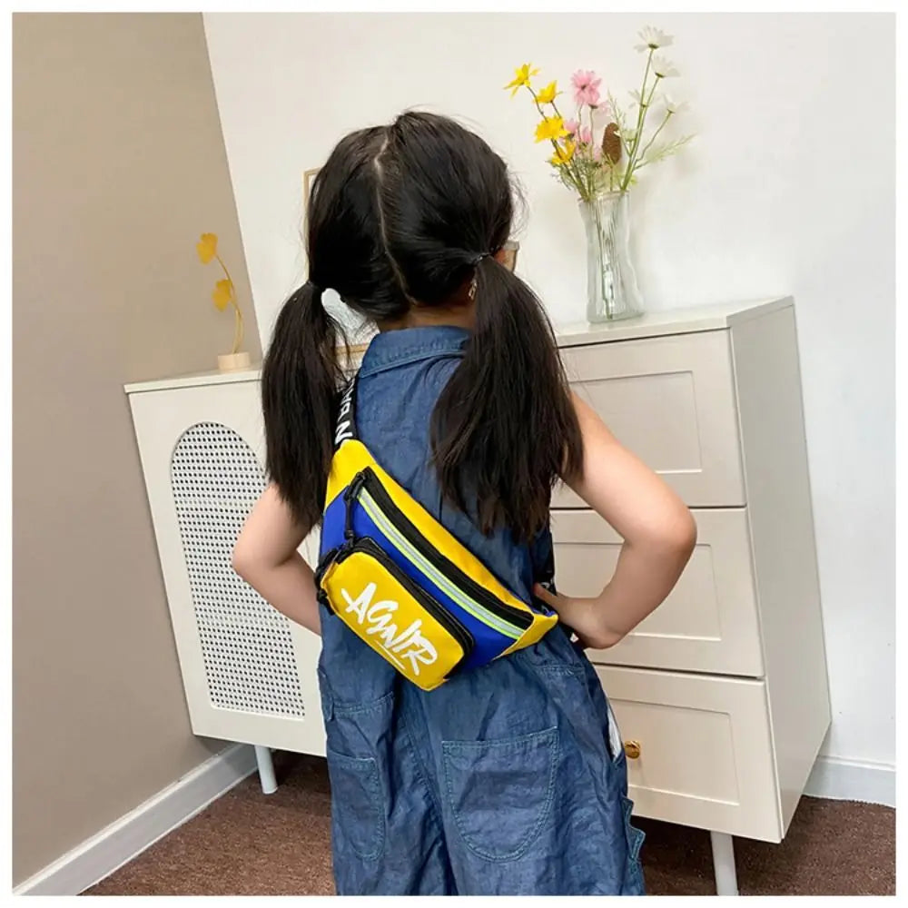 Children Mini Waist Bags Oxford Cute Letter Girls Boys Banana Bag Fashion Fanny Pack Kids Shoulder Crossbody Chest Belt Bags